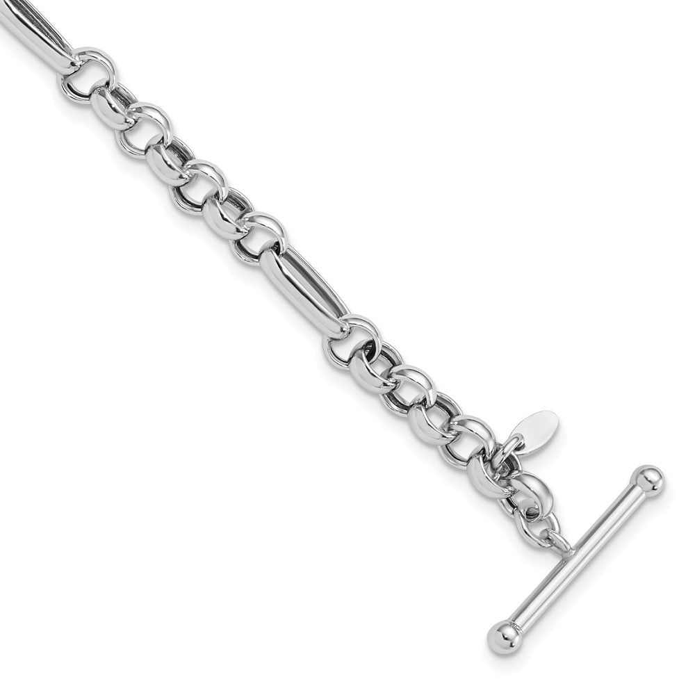925 Sterling Silver 5mm Rhodium-plated Polished Fancy Link Bracelet 7.5 inch