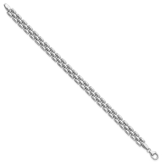 925 Sterling Silver 6.75mm Rhodium-plated Polished Fancy Link Bracelet 7.5 inch