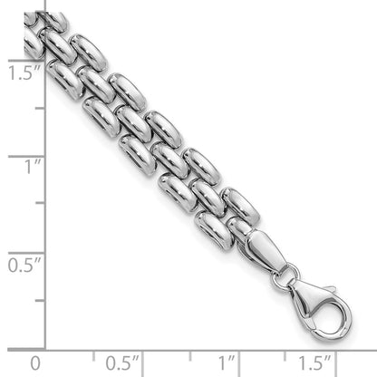 925 Sterling Silver 6.75mm Rhodium-plated Polished Fancy Link Bracelet 7.5 inch