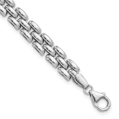 925 Sterling Silver 6.75mm Rhodium-plated Polished Fancy Link Bracelet 7.5 inch