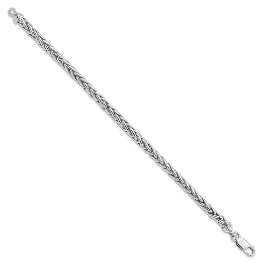 925 Sterling Silver 5mm Rhodium-plated . Bracelet 7.5 inch
