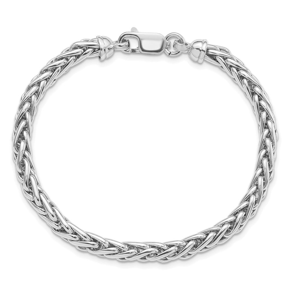 925 Sterling Silver 5mm Rhodium-plated . Bracelet 7.5 inch