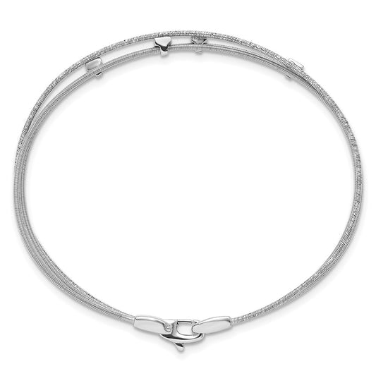 925 Sterling Silver 7.5mm Rhodium-plated Cubic Zirconia Polished and Textured Bracelet 7 inch
