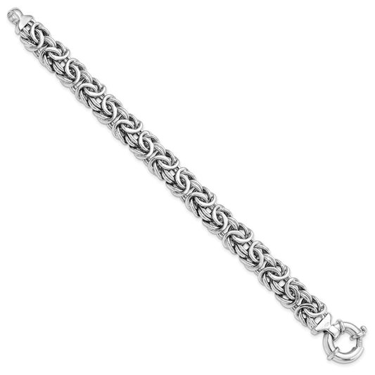925 Sterling Silver Rhodium-plated Fancy Link Bracelet 7.5 inch