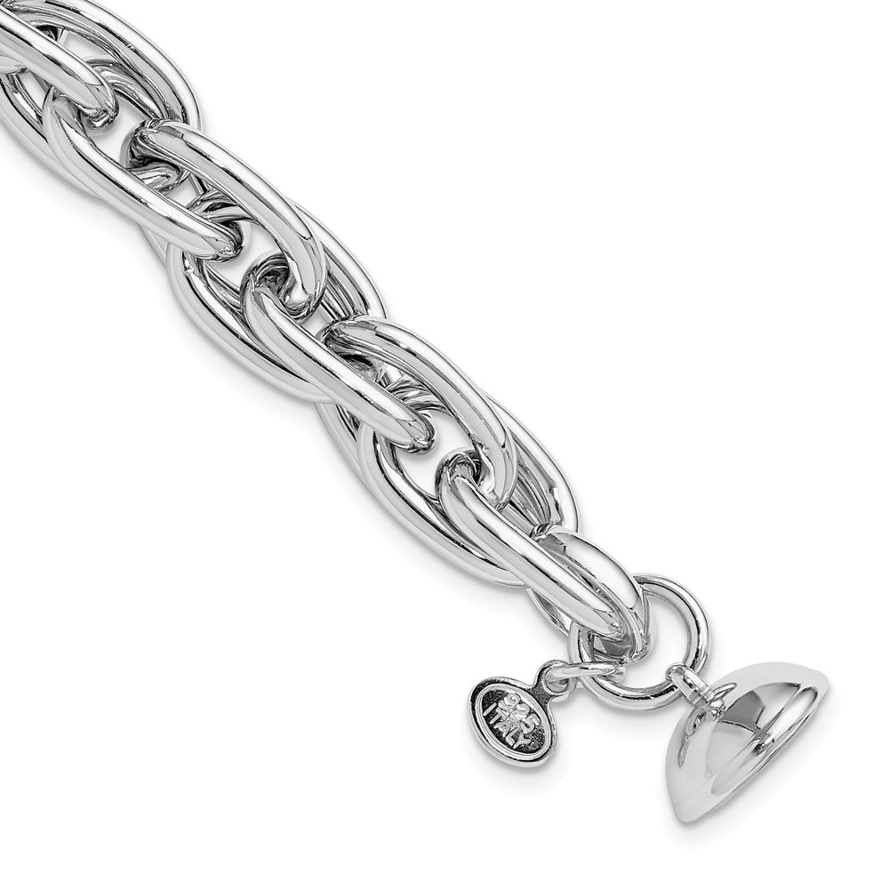 925 Sterling Silver 10.6mm Rhodium-plated Link Bracelet 7.5 inch
