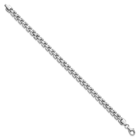 925 Sterling Silver 6mm Rhodium-plated Fancy Link Bracelet 7.5 inch