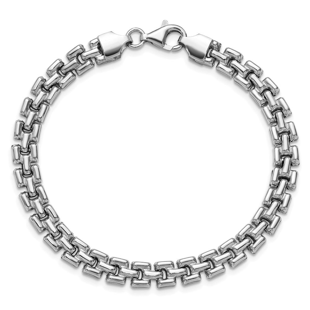 925 Sterling Silver 6mm Rhodium-plated Fancy Link Bracelet 7.5 inch