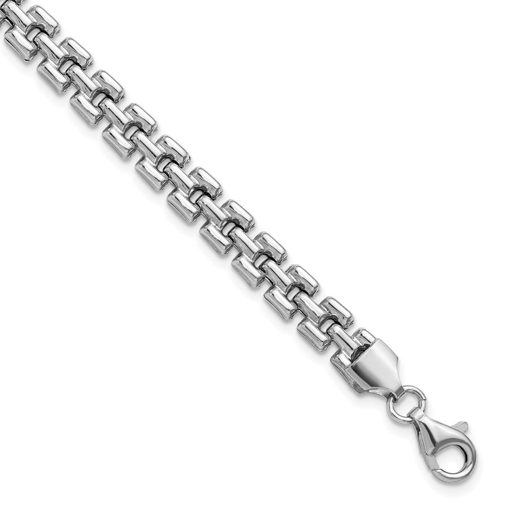 925 Sterling Silver 6mm Rhodium-plated Fancy Link Bracelet 7.5 inch
