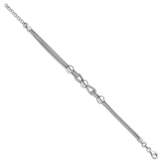 925 Sterling Silver Polished 4 Strand Beaded Bracelet 7.5 inch