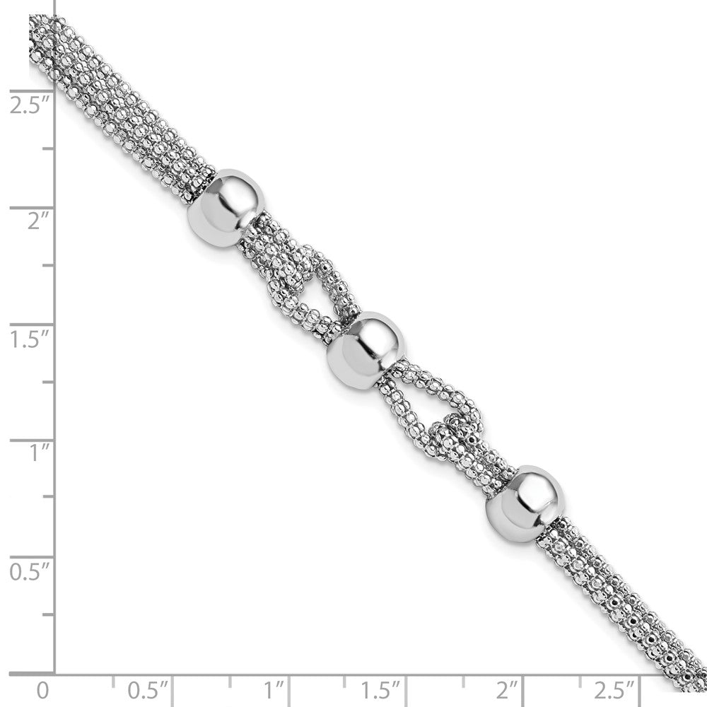 925 Sterling Silver Polished 4 Strand Beaded Bracelet 7.5 inch