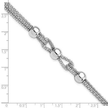 925 Sterling Silver Polished 4 Strand Beaded Bracelet 7.5 inch