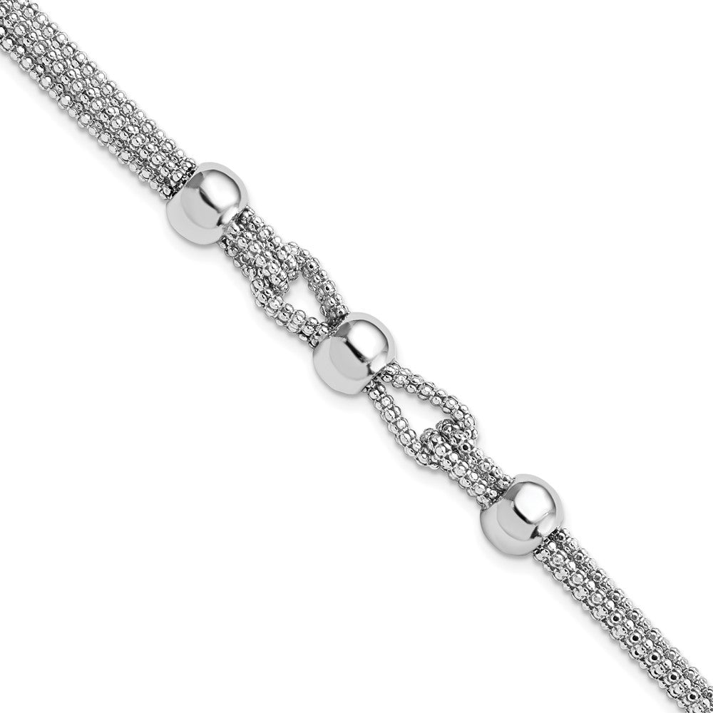 925 Sterling Silver Polished 4 Strand Beaded Bracelet 7.5 inch