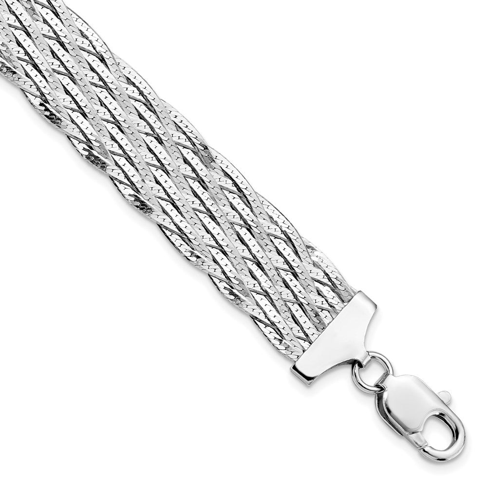 925 Sterling Silver Rhodium-plated Polished Braided Bracelet 7.5 inch