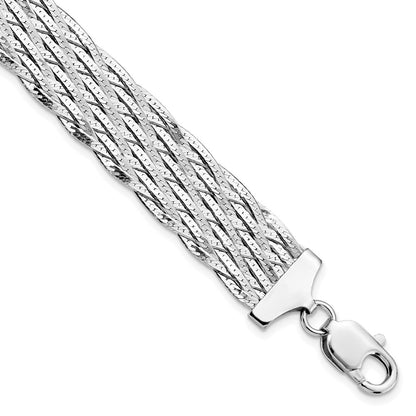925 Sterling Silver Rhodium-plated Polished Braided Bracelet 7.5 inch