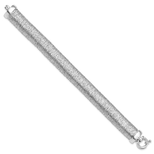925 Sterling Silver 14.9mm Polished and Textured Bracelet 7.5 inch