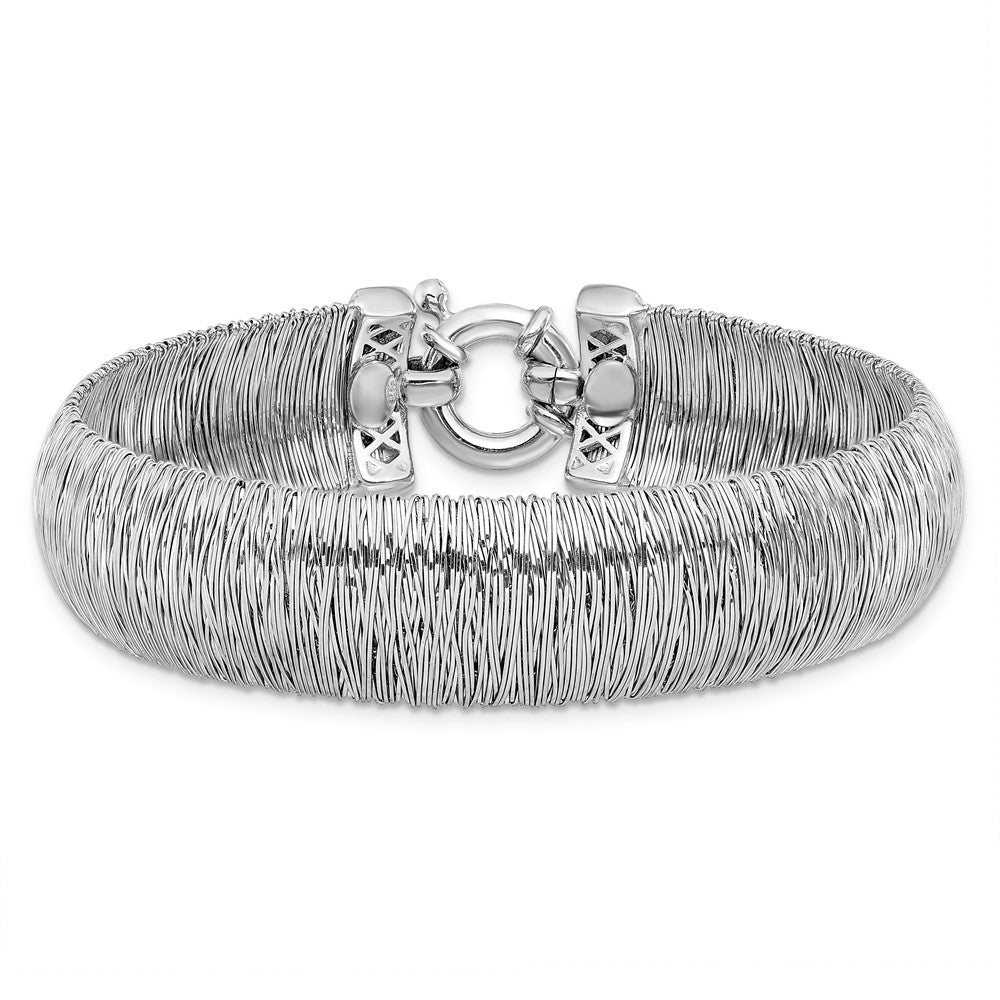 925 Sterling Silver 14.9mm Polished and Textured Bracelet 7.5 inch