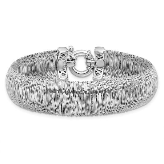 925 Sterling Silver 14.9mm Polished and Textured Bracelet 7.5 inch