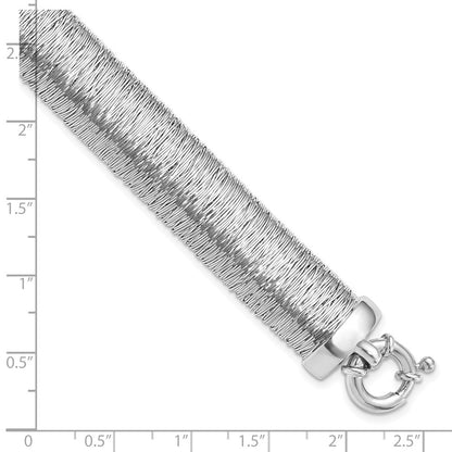 925 Sterling Silver 14.9mm Polished and Textured Bracelet 7.5 inch
