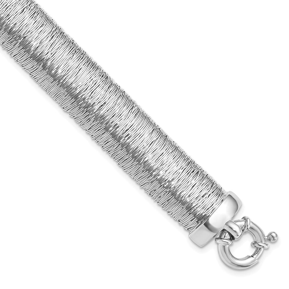 925 Sterling Silver 14.9mm Polished and Textured Bracelet 7.5 inch