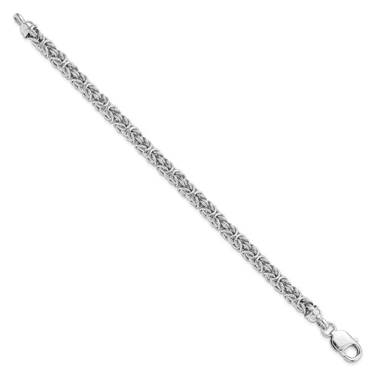 925 Sterling Silver 12mm Rhodium-plated Polished Link Bracelet 7.5 inch