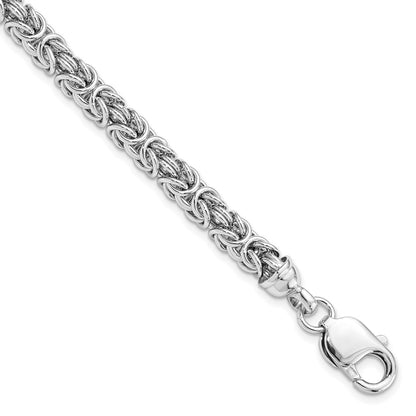 925 Sterling Silver 12mm Rhodium-plated Polished Link Bracelet 7.5 inch