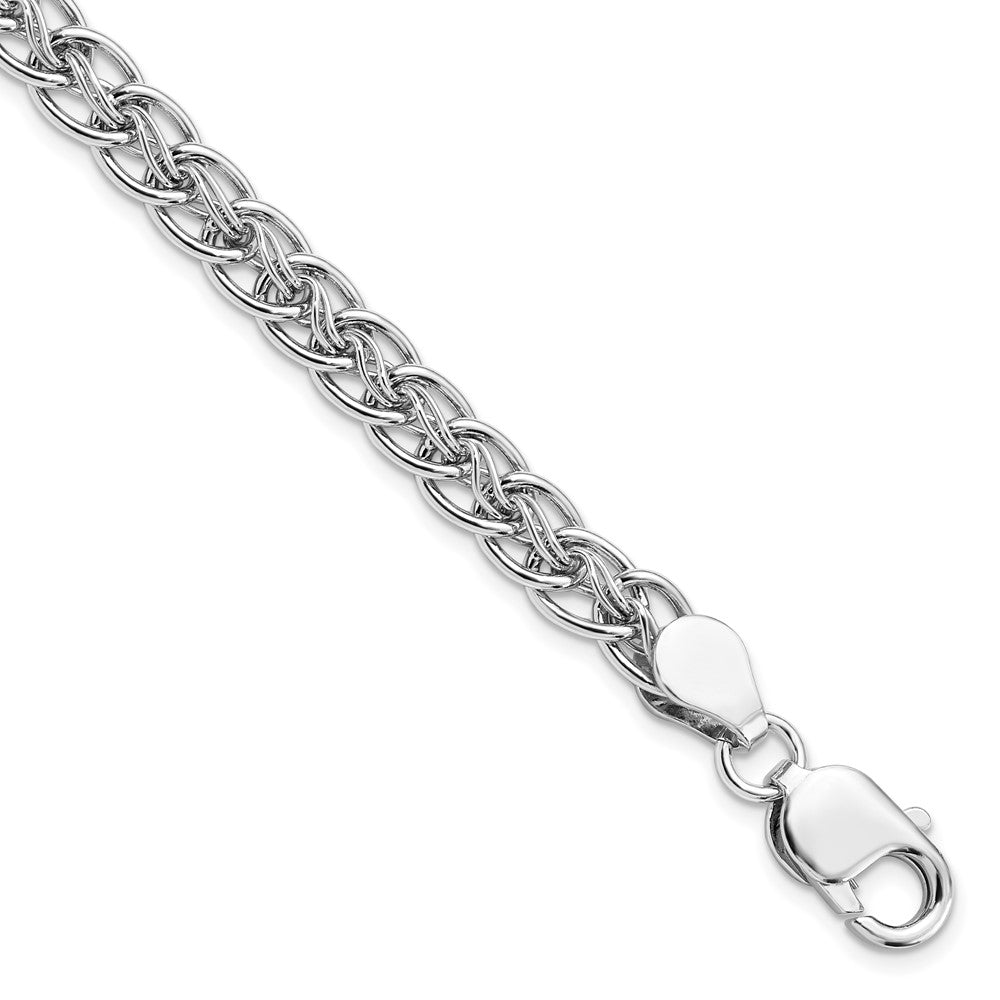 925 Sterling Silver 7mm Rhodium-plated Polished Link Bracelet 7.5 inch