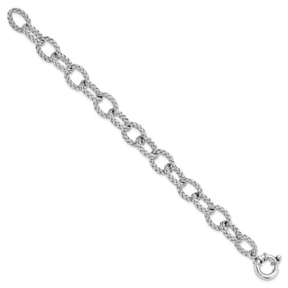925 Sterling Silver Rhodium-plated Woven Link Bracelet 7.5 inch