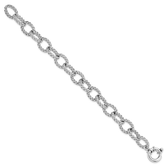 925 Sterling Silver Rhodium-plated Woven Link Bracelet 7.5 inch