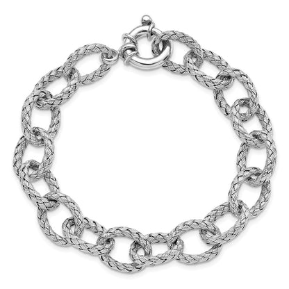 925 Sterling Silver Rhodium-plated Woven Link Bracelet 7.5 inch