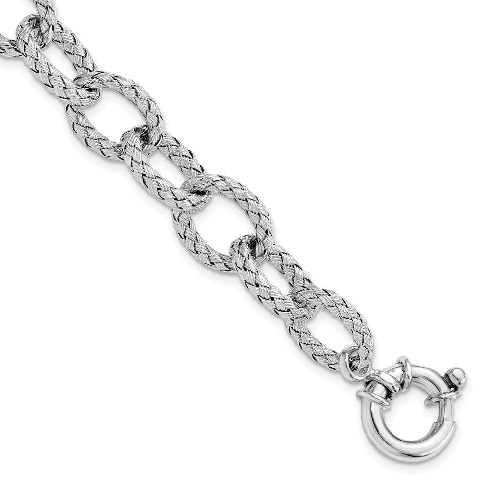 925 Sterling Silver Rhodium-plated Woven Link Bracelet 7.5 inch