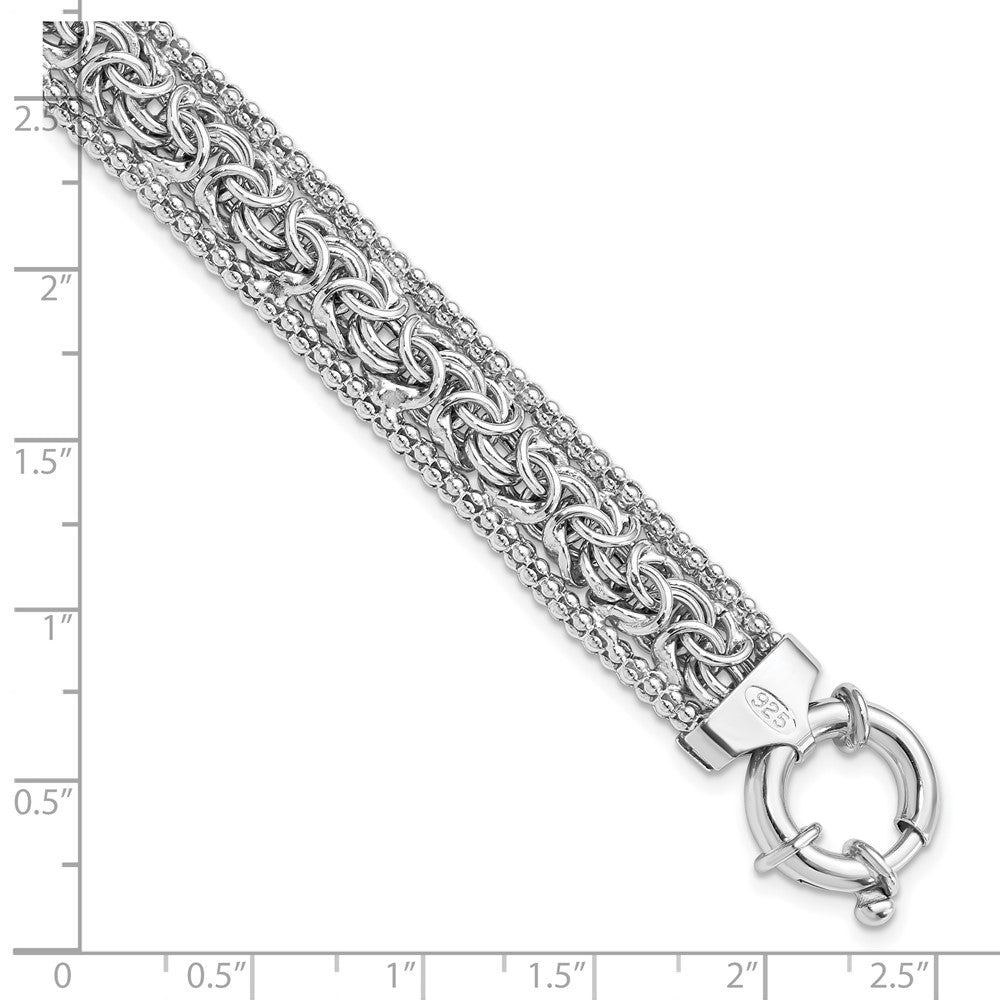 925 Sterling Silver Rhodium-plated Polished Bracelet 7.5 inch