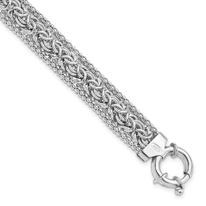 925 Sterling Silver Rhodium-plated Polished Bracelet 7.5 inch