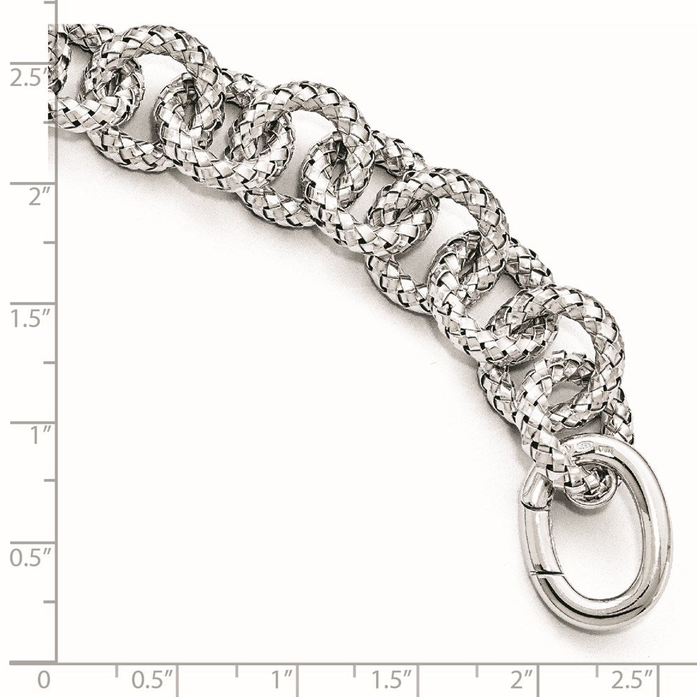 925 Sterling Silver Polished Textured Bracelet- Hidden Clasp 8 inch