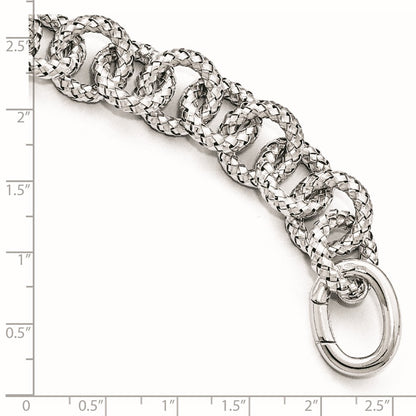 925 Sterling Silver Polished Textured Bracelet- Hidden Clasp 8 inch