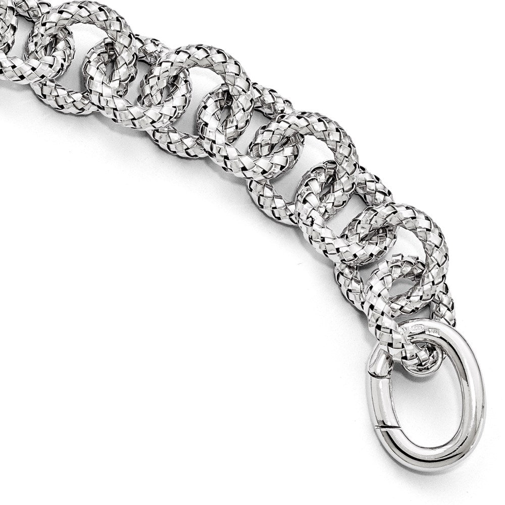 925 Sterling Silver Polished Textured Bracelet- Hidden Clasp 8 inch