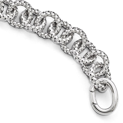 925 Sterling Silver Polished Textured Bracelet- Hidden Clasp 8 inch