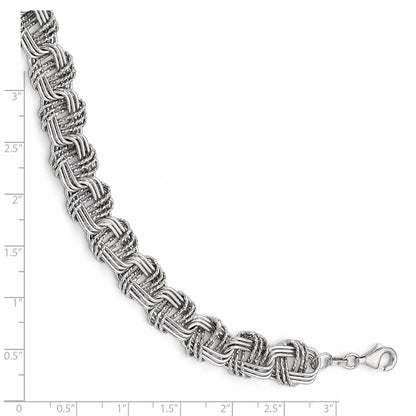 925 Sterling Silver 12mm Polished & DC Bracelet 7.5 inch