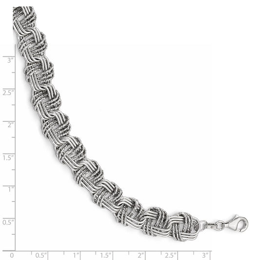 925 Sterling Silver 12mm Polished & DC Bracelet 7.5 inch