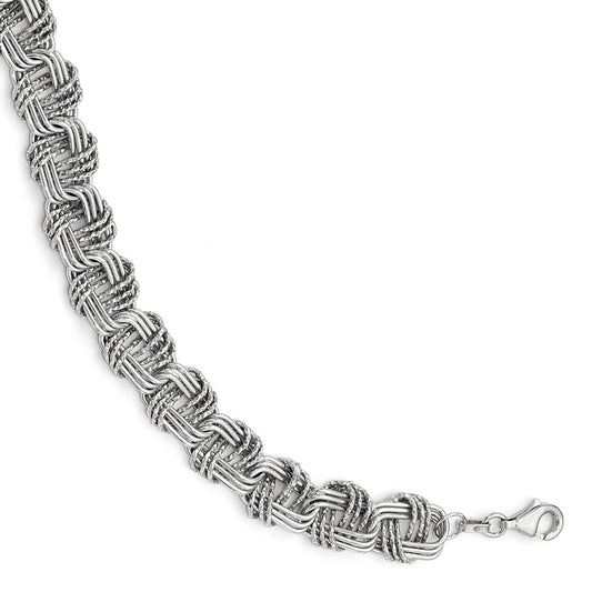 925 Sterling Silver 12mm Polished & DC Bracelet 7.5 inch