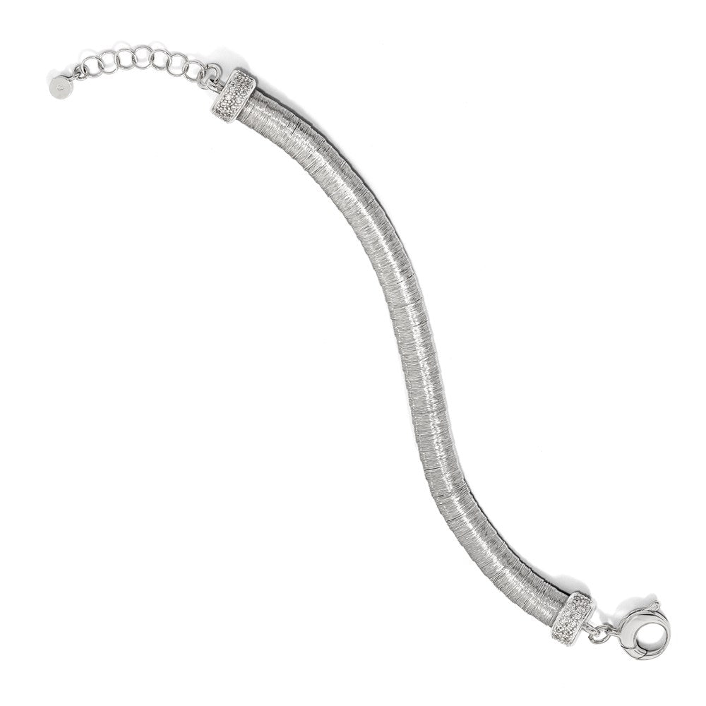 925 Sterling Silver 8mm Rhodium-plated Cubic Zirconia Bracelet 7 inch