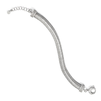 925 Sterling Silver 8mm Rhodium-plated Cubic Zirconia Bracelet 7 inch