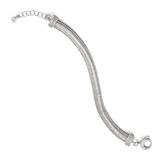 925 Sterling Silver 8mm Rhodium-plated Cubic Zirconia Bracelet 7 inch