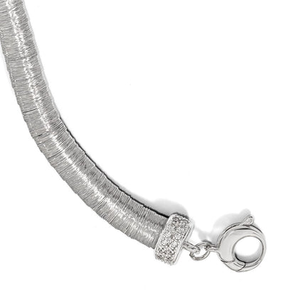 925 Sterling Silver 8mm Rhodium-plated Cubic Zirconia Bracelet 7 inch