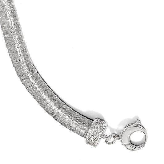 925 Sterling Silver 8mm Rhodium-plated Cubic Zirconia Bracelet 7 inch