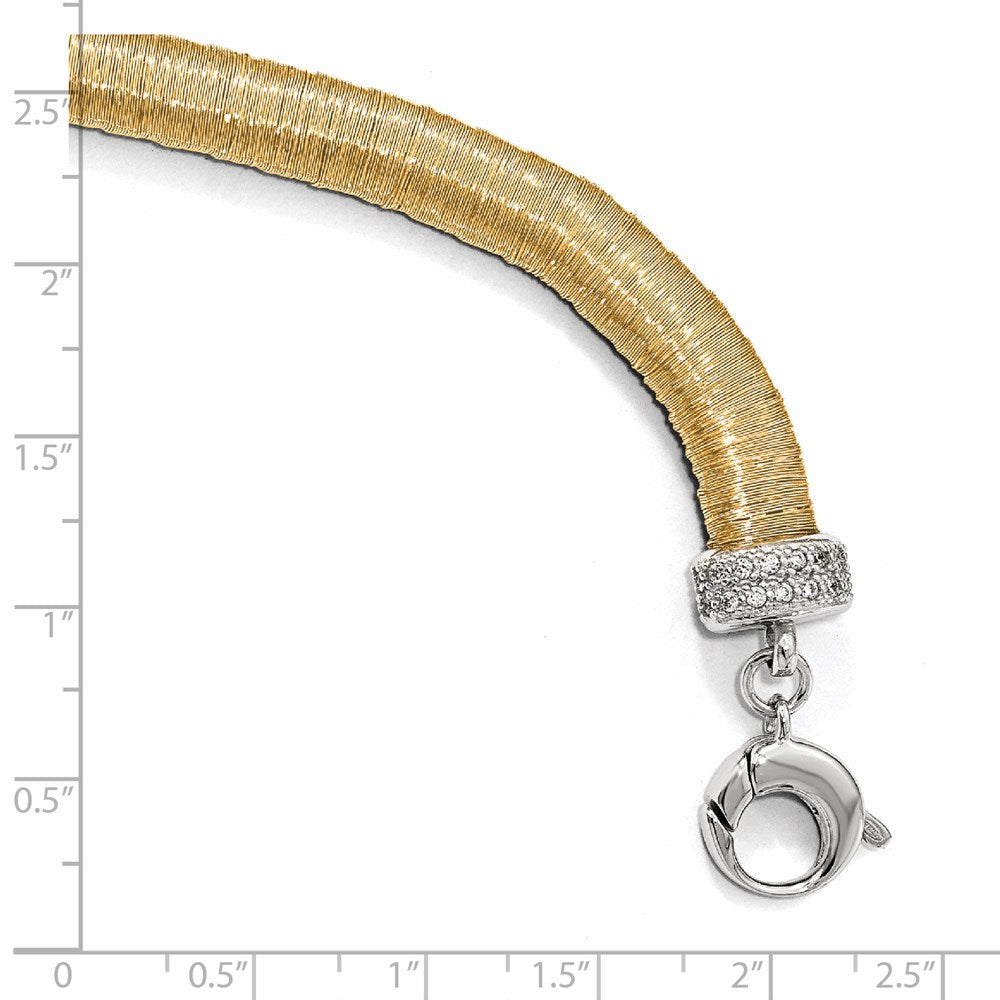 925 Sterling Silver 8mm Gold-tone Cubic Zirconia Bracelet 7 inch