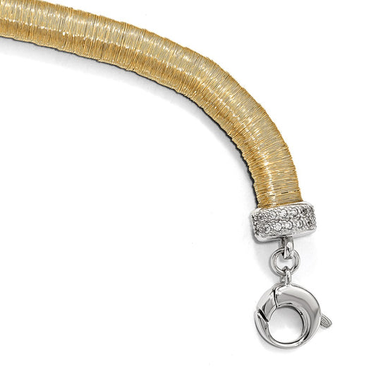 925 Sterling Silver 8mm Gold-tone Cubic Zirconia Bracelet 7 inch