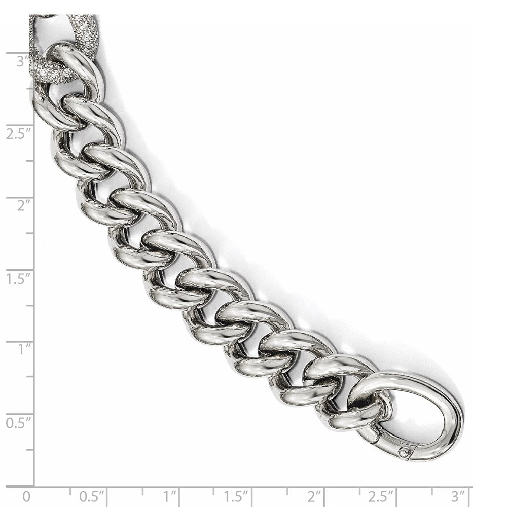 925 Sterling Silver 15.25mm Cubic Zirconia Polished Woven Bracelet 7 inch