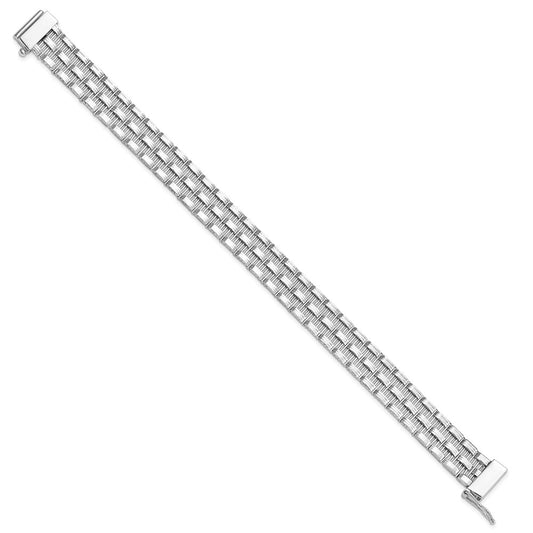 925 Sterling Silver 11.7mm Polished Fancy Link Bracelet 8 inch