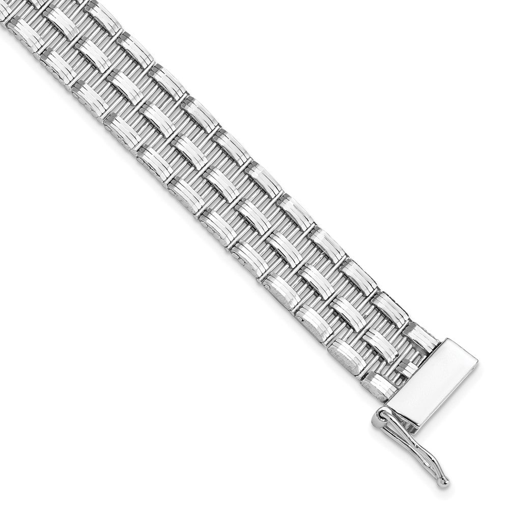 925 Sterling Silver 11.7mm Polished Fancy Link Bracelet 8 inch