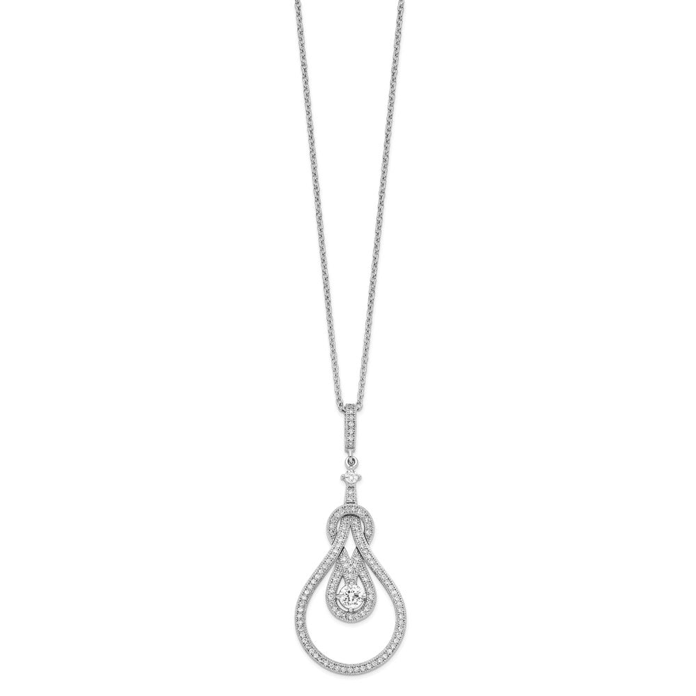 Sterling Silver 109 Stone CZ Polished Necklace 20"